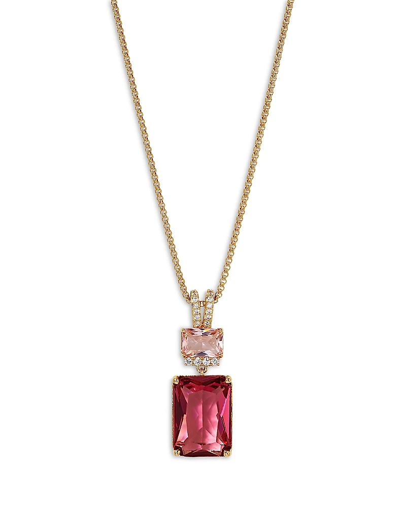Nadri Macaron Cubic Zirconia Double Drop Pendant Necklace
