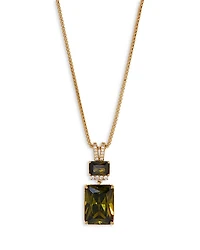Macaron Cubic Zirconia Double Drop Pendant Necklace 18K Gold Plated, 16"-18"