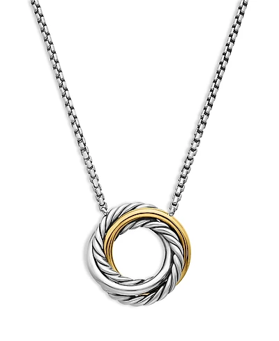 David Yurman Sterling Silver & 18K Yellow Gold Crossover Mini Pendant Necklace, 17