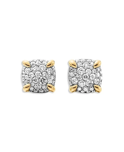 Chatelaine® Stud Earrings in 18K Yellow Gold with Pavé Diamonds, 8mm