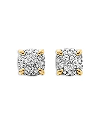Chatelaine® Stud Earrings in 18K Yellow Gold with Pavé Diamonds, 8mm
