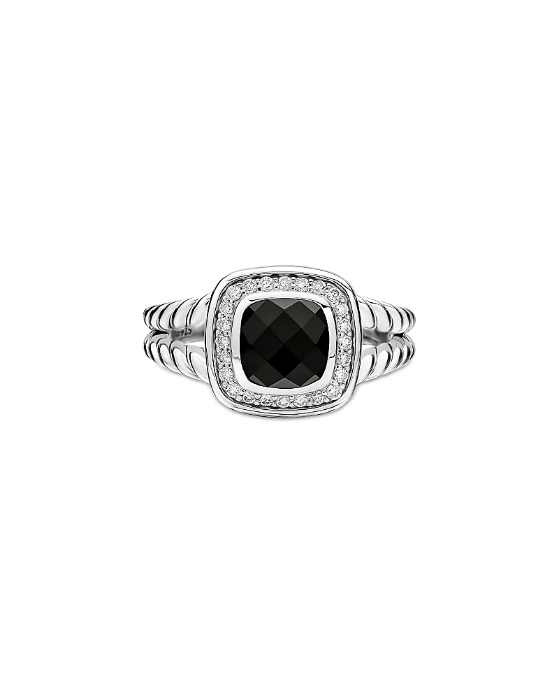 David Yurman Petite Albion Ring with Black Onyx & Diamonds