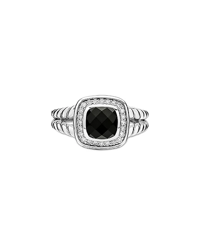 David Yurman Petite Albion Ring with Black Onyx & Diamonds