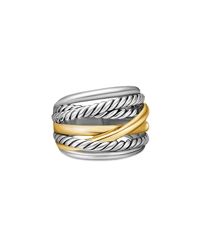 Crossover Wide Ring with 14K Gold