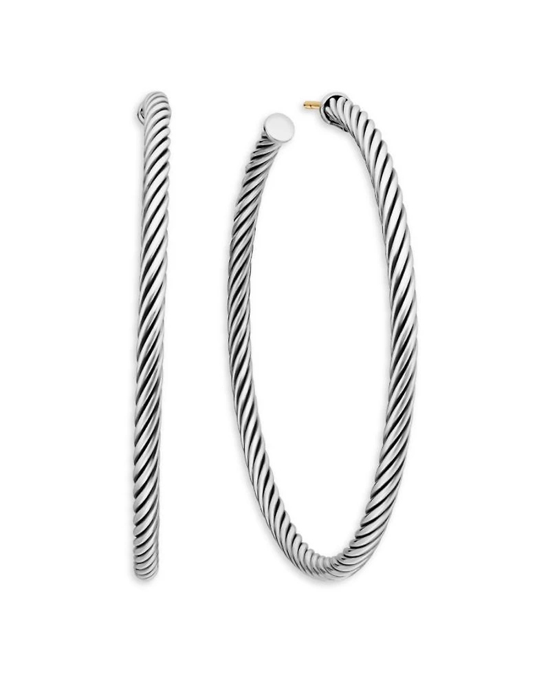 Sterling Silver Cable Large Hoop Earrings