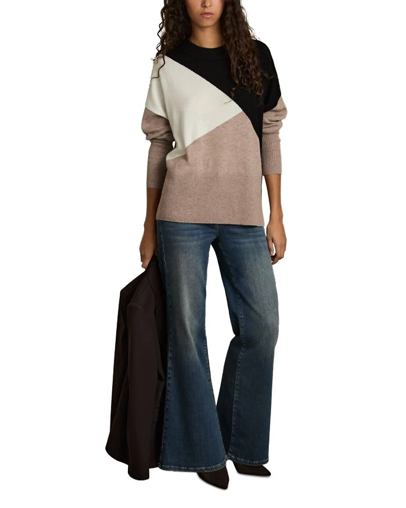 Color Blocked Crewneck Sweater