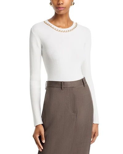 Elda Chain Crewneck Pullover Sweater