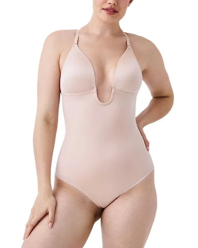 Suit Your Fancy Plunge Low Back Thong Bodysuit