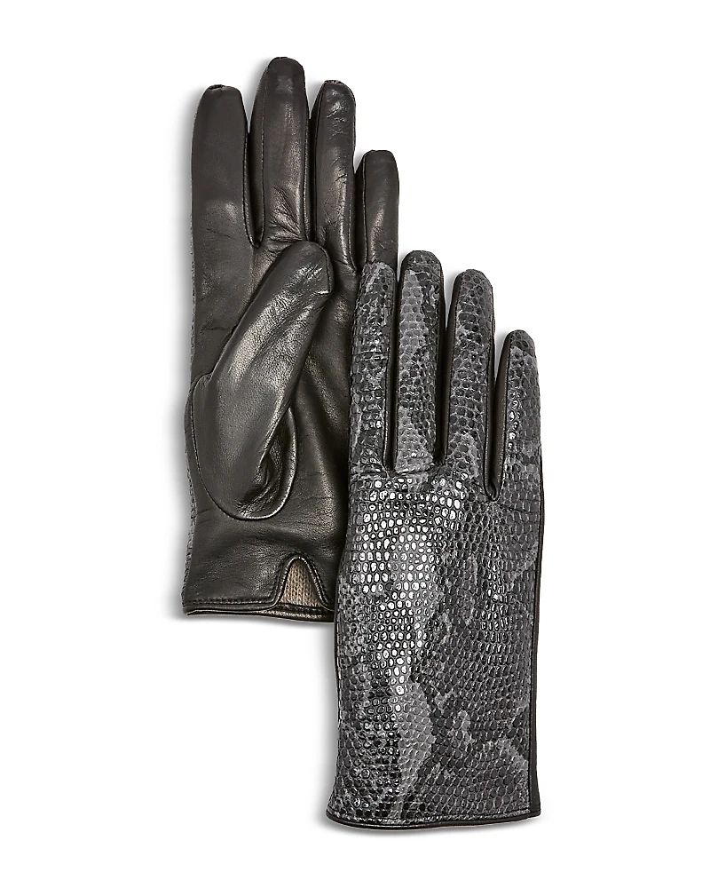 Bloomingdale's Python Printed Leather Gloves - Exclusive