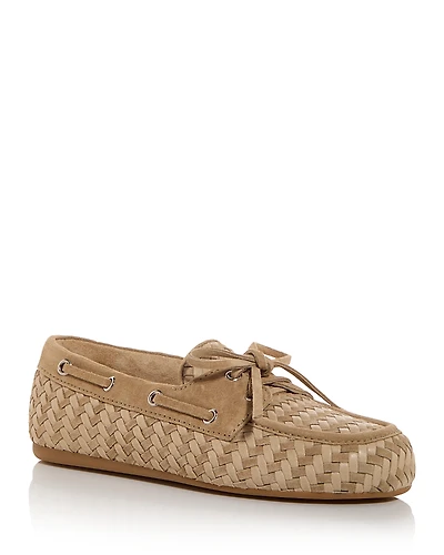 Miu Women's Woven Boat Loafers