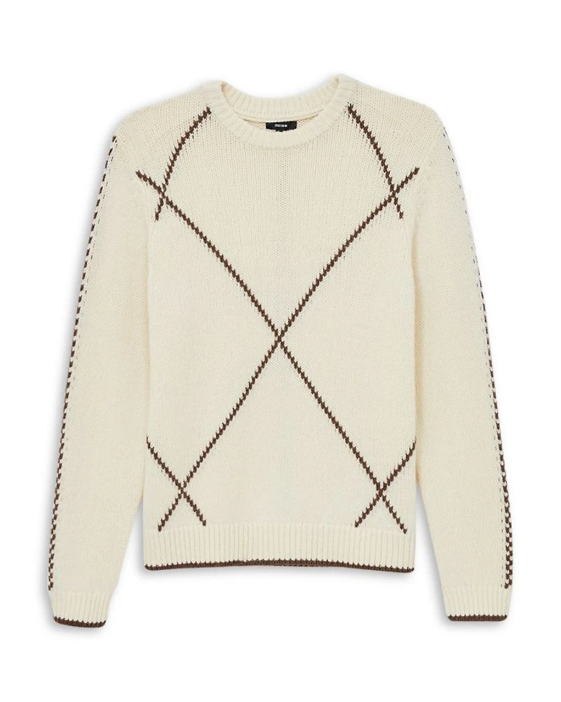 Parvey Wool & Nylon Argyle Tipped Regular Fit Sweater