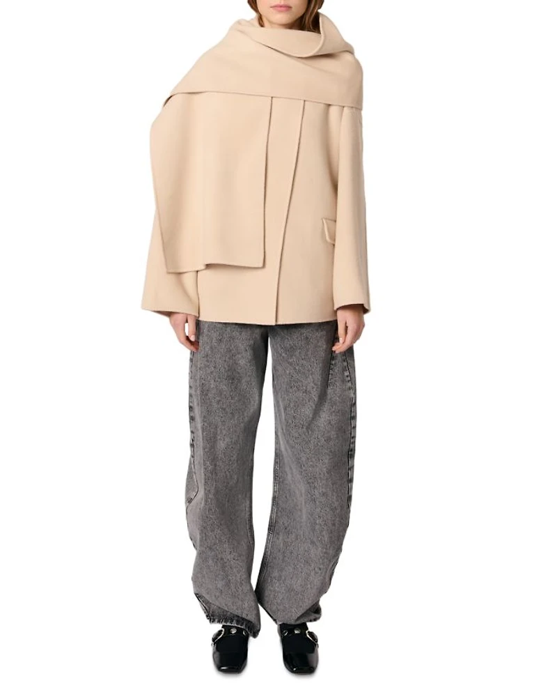 Double-Faced Coat with Scarf
