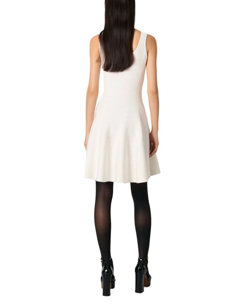 Sequin Embellished Knit Short Dress