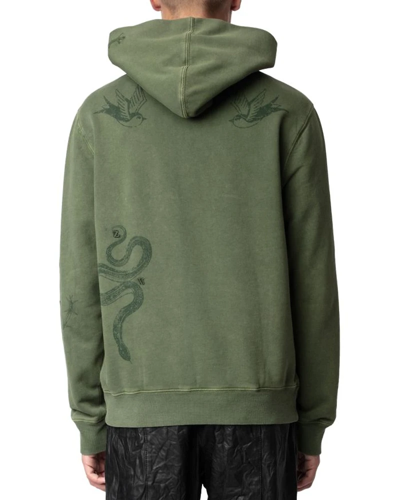 Sanchi Cotton Fleece Tattoo Printed Hoodie