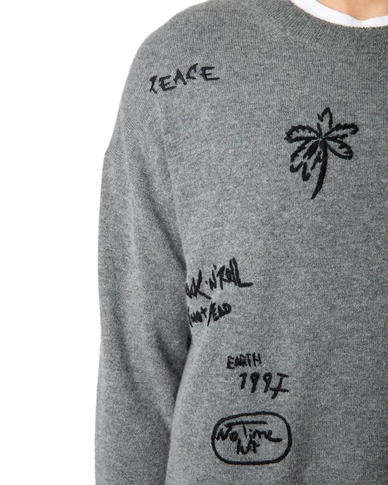 Marko Merino Wool & Cashmere Embroidered Loose Fit Sweater