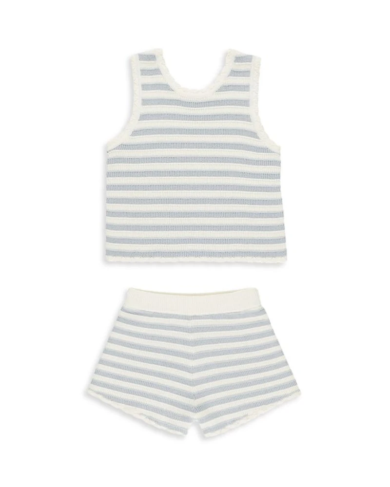 Rylee + Cru Girls' Crochet Striped Tank Top & Short Set - Little Kid