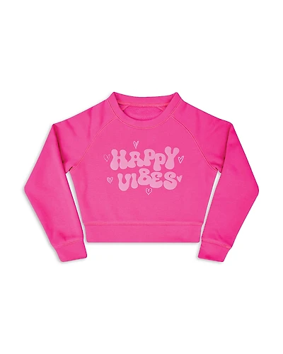 Iscream Girls' Happy Vibes Basic Crewneck Sweatshirt - Big Kid