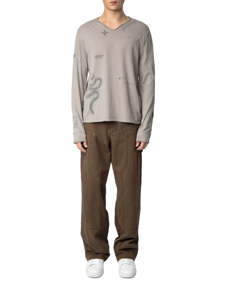 Monastir Tattoo Print Long Sleeve Henley