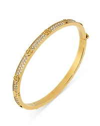 Miller Double T & Pavé Studded Bangle Bracelet in 18K Gold Plated