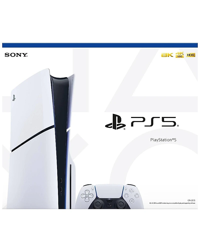 Sony PlayStation 5 Slim Console - White with Accessories & White Controller (Total 2 Controllers Included)