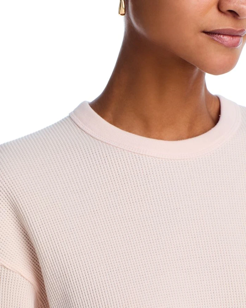 Crewneck Long Sleeve Waffle Knit Top