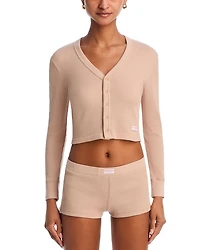 Cropped Waffle Cardigan