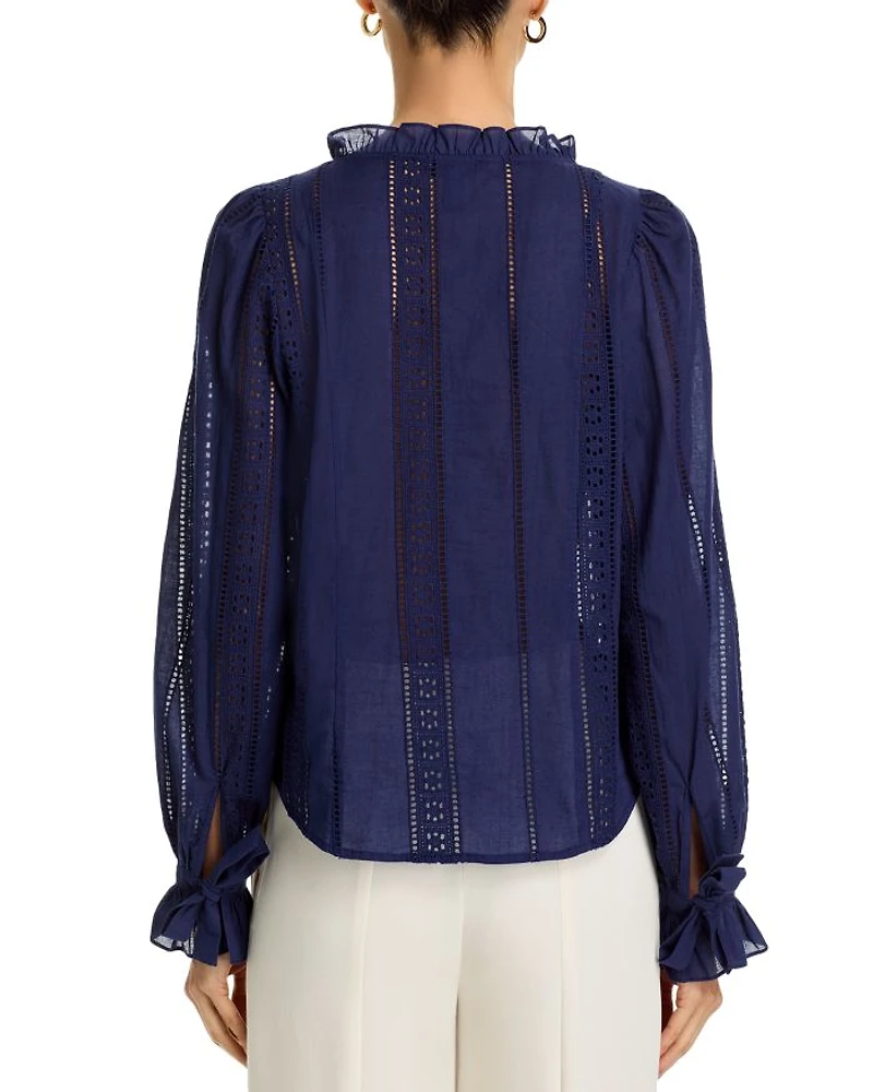 Cotton Lace Inset Blouse - Exclusive