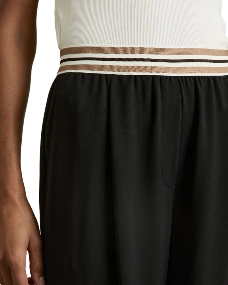 Abs Striped Waistband Wide Leg Trousers