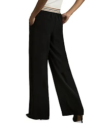 Petites Abs Striped Waistband Wide Leg Trousers