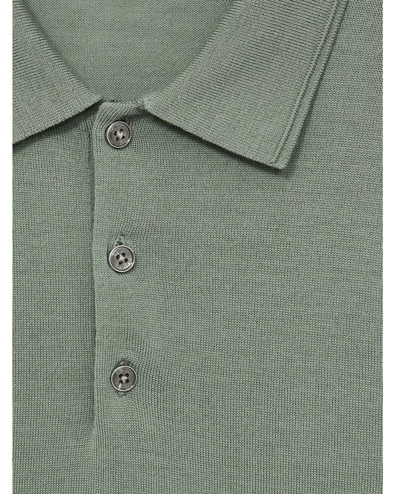 Slim Fit Trafford Long Sleeve Merino Wool Polo Shirt
