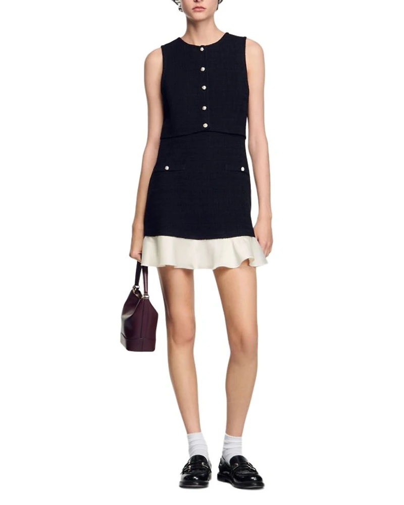 Two Tone Tweed Short Dress