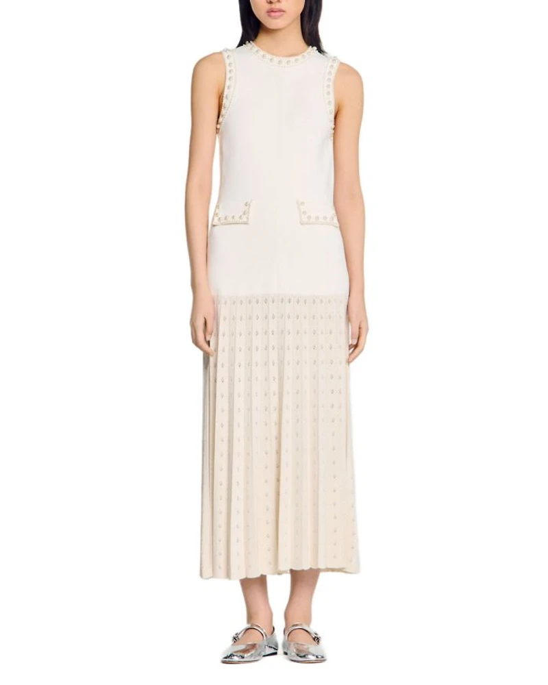 Pearl Bead Knit Maxi Dress