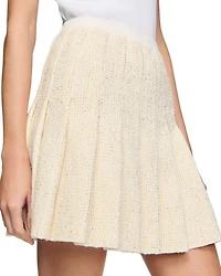 Short Tweed Pleated Skirt