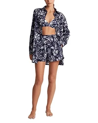 Floral Print Shirt & Short Cover-Up Set