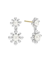Sterling Silver Luna Cultured Pearl Fleur Drop Earrings