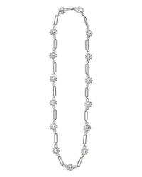 Sterling Silver Luna Cultured Pearl Fleur Link Necklace, 18"