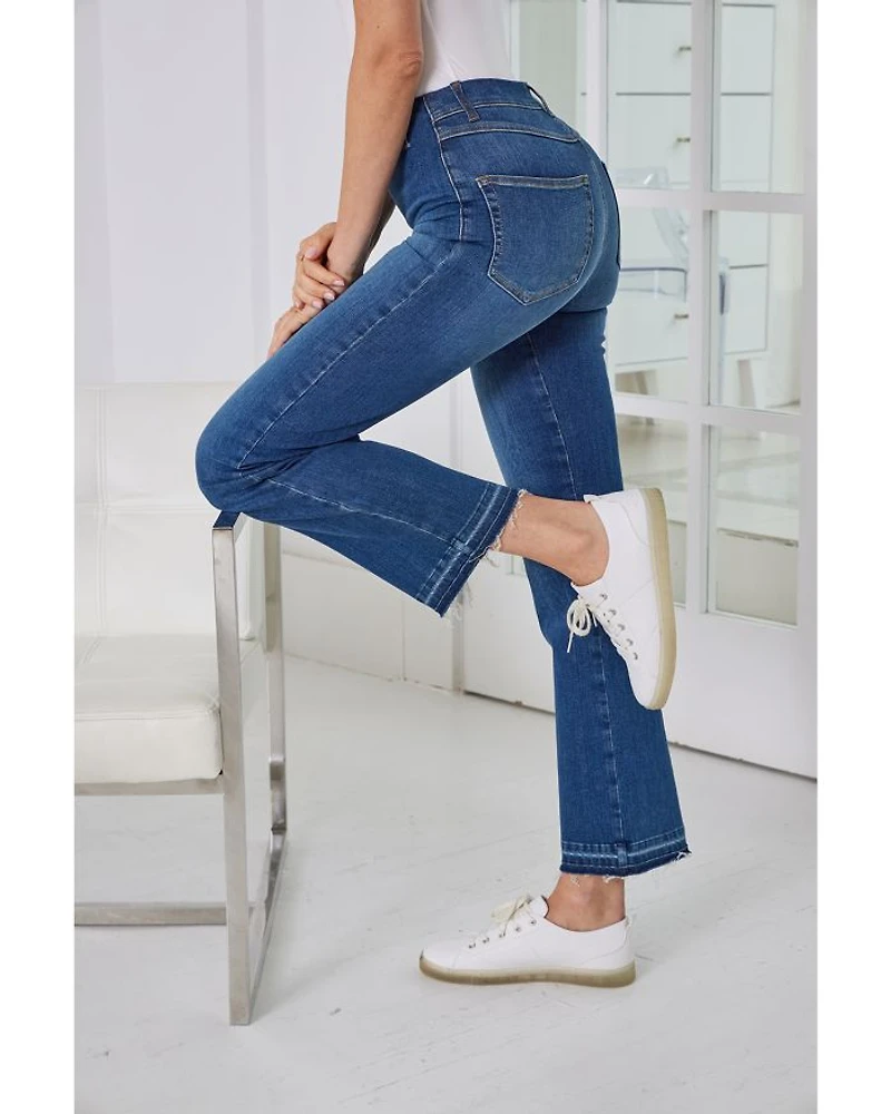 Premium Denim Relaxed High Rise Straight Jeans Authentic Midwash