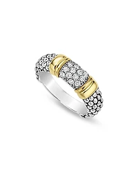 Lagos Two Tone Signature Caviar Diamond Ring