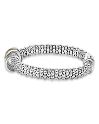 Two Tone Caviar Lux Five Ring Bracelet with Diamonds