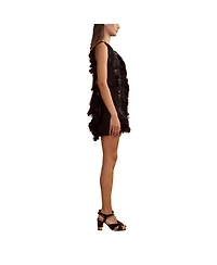 Embellished Silk Mini Dress