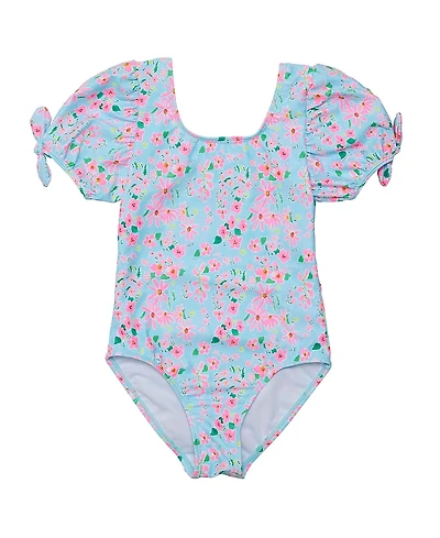 Snapper Rock Girls' Daisy Chain Puff Sleeve Surf Suit - Little Kid, Big Kid