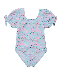 Snapper Rock Girls' Daisy Chain Puff Sleeve Surf Suit - Little Kid, Big Kid