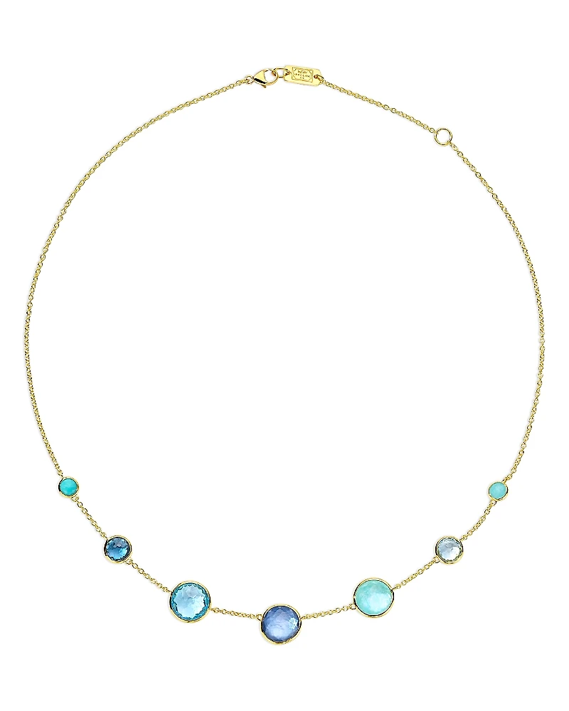 Ippolita 18K Yellow Gold Lollipop Waterfall Multi Stone Bezel Collar Necklace, 16-18