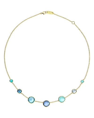 Ippolita 18K Yellow Gold Lollipop Waterfall Multi Stone Bezel Collar Necklace, 16-18