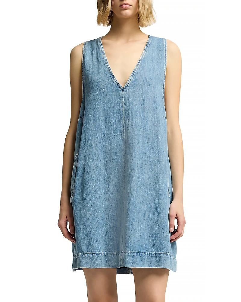 7 For All Mankind V Neck Denim Dress