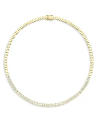 Shy Creation 14K Yellow Gold Bailey Diamond Baguette Tennis Necklace, 17