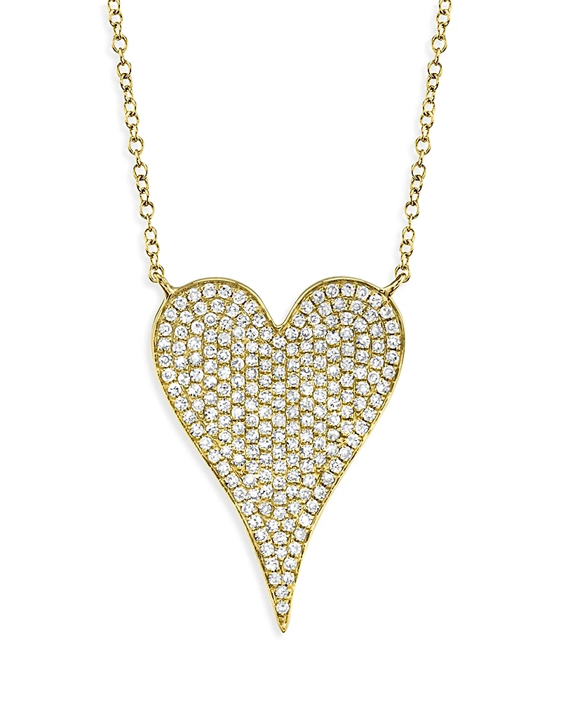 Shy Creation 14K Gold Kate Diamond Pave Heart Pendant Necklace