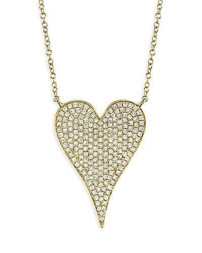 Shy Creation 14K Gold Kate Diamond Pave Heart Pendant Necklace