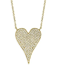 Shy Creation 14K Gold Kate Diamond Pave Heart Pendant Necklace