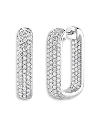 14K White Gold Kate Diamond Pavé Rectangle Hoop Earrings